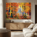 Autumn Red Forest Triptych Canvas Wall Art Print, Forest