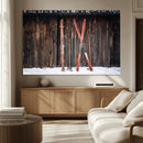 Vintage Ski Gear Canvas Print, Vintage Ski Gear Against