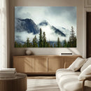 Mountain Mist Canvas Wall Art Print | 3-Panel Foggy Forest