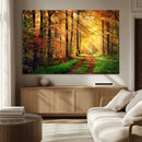 Sunlight Through Trees Wall Art Canvas Print - Autumn Forest