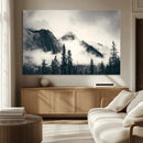 Large Foggy Mountain Forest Wall Art Canvas Print | Misty