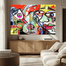 Picasso Style Art Abstract Canvas Wall Art Print , Colorful