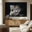 Lion Couple Wall Art Canvas Print – Elegant Black and White
