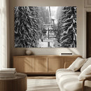 Winter Ski Lift Black and White Canvas Wall Art – Alpine