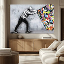 Banksy Art Behind the Curtain Street Wall Art Canvas Print |