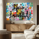 Life Beautiful Art Print - Banksy Graffiti Wall Art Canvas by MyGreatCanvas | Canvas Wall Art Prints | Photo Prints & Wall Decor