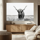 Highland Cow Canvas Wall Art – Majestic Beauty in Black and