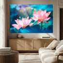 Pink Lotus Flower Canvas Wall Art | Vibrant Floral Wall