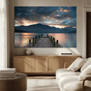 Mountain Lake Wood Pier Canvas Wall Art Nature Lake Print