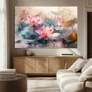 Lotus Flower Wall Art | 3-Panel Giclee Canvas Print of Pink