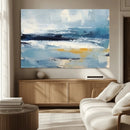 Abstract Ocean Canvas Wall Art - Coastal Blue and Gold