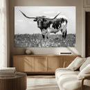 Texas Black White Highland Longhorn Cow Wall Art Canvas by MyGreatCanvas | Canvas Wall Art Prints | Photo Prints & Wall Decor