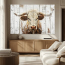 Rustic Longhorn Bull Wall Art Canvas Set – Western-Inspired