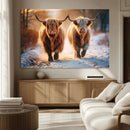 Scottish Highland Cow Horn Farm Wall Art Canvas Print