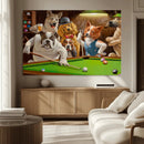 Dogs Playing Pool Canvas Wall Art Funny Gifts Dog Print
