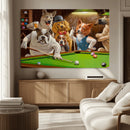Dogs Playing Pool Canvas Wall Art Funny Gifts Dog Print