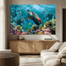 Sea Turtle and Coral Reef Triptych Wall Art – Vibrant