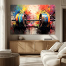Weightlifting Barbell Art Triptych, Bold Abstract Fitness