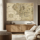 Vintage Middle Earth Map Wall Art Canvas – Lord of the Rings