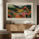 Yayoi Kusama Landscape Canvas Print, Vibrant Floral Mountain