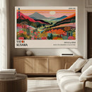 Yayoi Kusama Landscape Canvas Print, Vibrant Floral Mountain