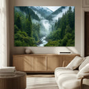 Mountain Forest River Canvas Wall Art Print - Serene Nature
