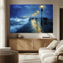 Abstract Stormy Ocean Pier Canvas Wall Art Print | Stormy