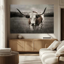 Texas Longhorn Cow Canvas Wall Art Print - Large Rustic