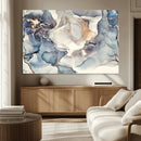 Abstract Blue and Gold Canvas Wall Art - Fluid Modern Ink