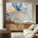 Large Abstract Blue and Gold Canvas Wall Art | Fluid Ink