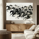 Abstract Horse Wall Art Canvas Print - Dynamic Black Ink