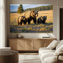 Grizzly Bear Family Wall Art Canvas Print – Majestic