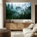 Misty Forest Wall Art Canvas Print – Framed Foggy Mountain