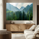 Misty Forest Mountain Wall Art Canvas Print – Framed Serene