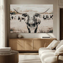 Texas Longhorn Wall Art Canvas Print – Framed Speckled Bull