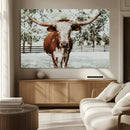 Texas Longhorn Wall Art Canvas Print – Framed Spotted Bull