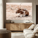 Texas Longhorn Wall Art Canvas Print – Framed Resting Bull by MyGreatCanvas | Canvas Wall Art Prints | Photo Prints & Wall Decor