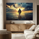 Jesus Walks Wall Art Canvas Print – Framed Divine Sunset by MyGreatCanvas | Canvas Wall Art Prints | Photo Prints & Wall Decor