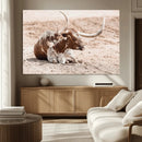 Texas Longhorn Wall Art Canvas Print – Framed Resting Bull by MyGreatCanvas | Canvas Wall Art Prints | Photo Prints & Wall Decor