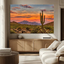 Saguaro Cactus Wall Art Canvas Print – Framed Arizona Sunset