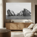 Coastal Wall Art – Framed Black White Ocean Canvas Artwork,