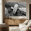 Black and White Surfing Wall Art Canvas Print – Framed by MyGreatCanvas | Canvas Wall Art Prints | Photo Prints & Wall Decor