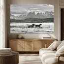 Wild Horses Wall Art – Framed Black White Mountain Canvas by MyGreatCanvas | Canvas Wall Art Prints | Photo Prints & Wall Decor