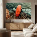 Surfer Stairway Wall Art – Framed Ocean Surf Canvas Artwork, by MyGreatCanvas | Canvas Wall Art Prints | Photo Prints & Wall Decor