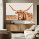 Longhorn Bull Wall Art Canvas Print – Framed Western Cow