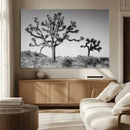 Joshua Tree Wall Art Canvas Print – Framed Monochrome Desert