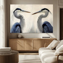 Blue Heron Pair Wall Art Canvas Print – Framed Coastal Bird
