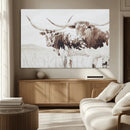 Longhorn Wall Art Canvas Print – Framed Western Cow Rustic