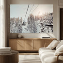 Frosty Pines Wall Art Canvas Print – Framed Cozy Cabin Ski