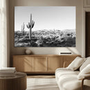 Saguaro Cactus Wall Art Canvas Print – Framed Monochrome